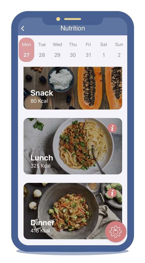 An screenshot of nutritional area of SOFI app